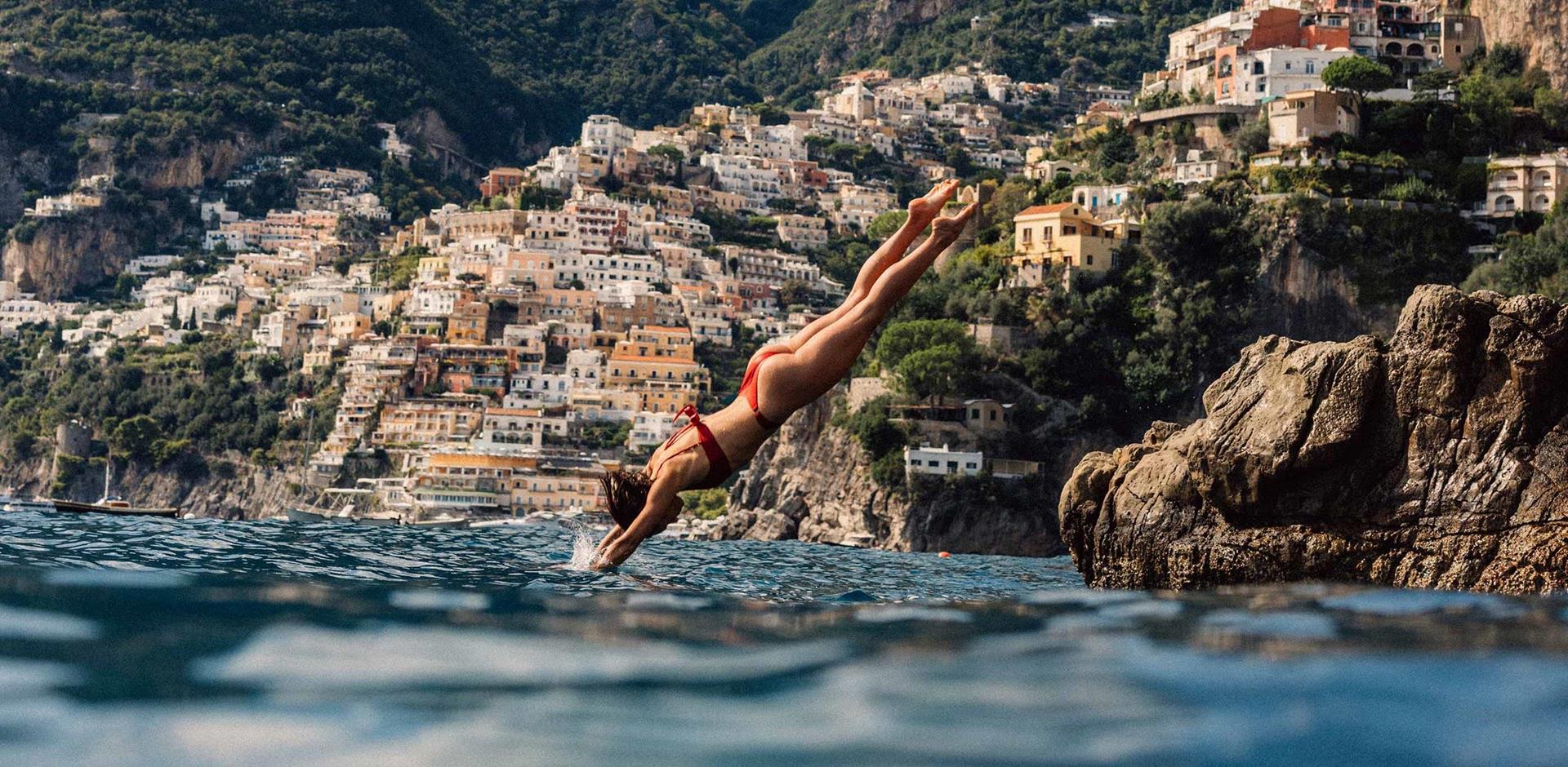Diving into the sea off the Amalfi Coast