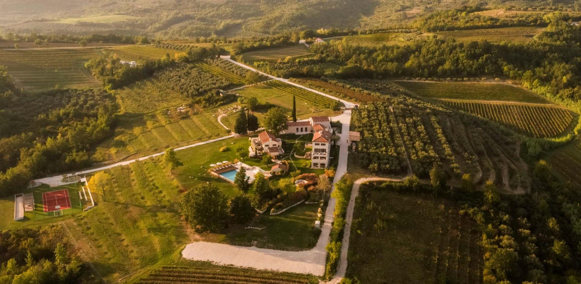 Aerial view of Villa Brombonero, Croatia