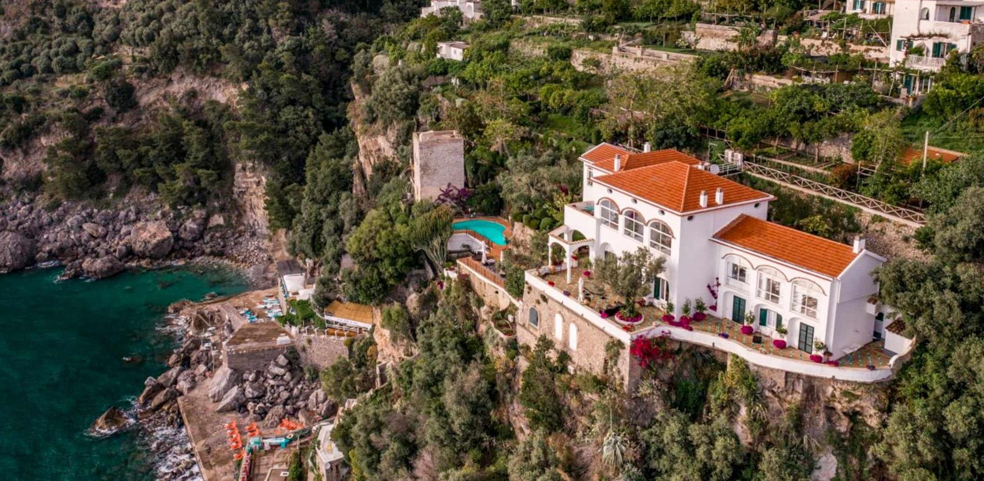 Aerial view, Villa Stella di Praiano, Amalfi Coast, Italy