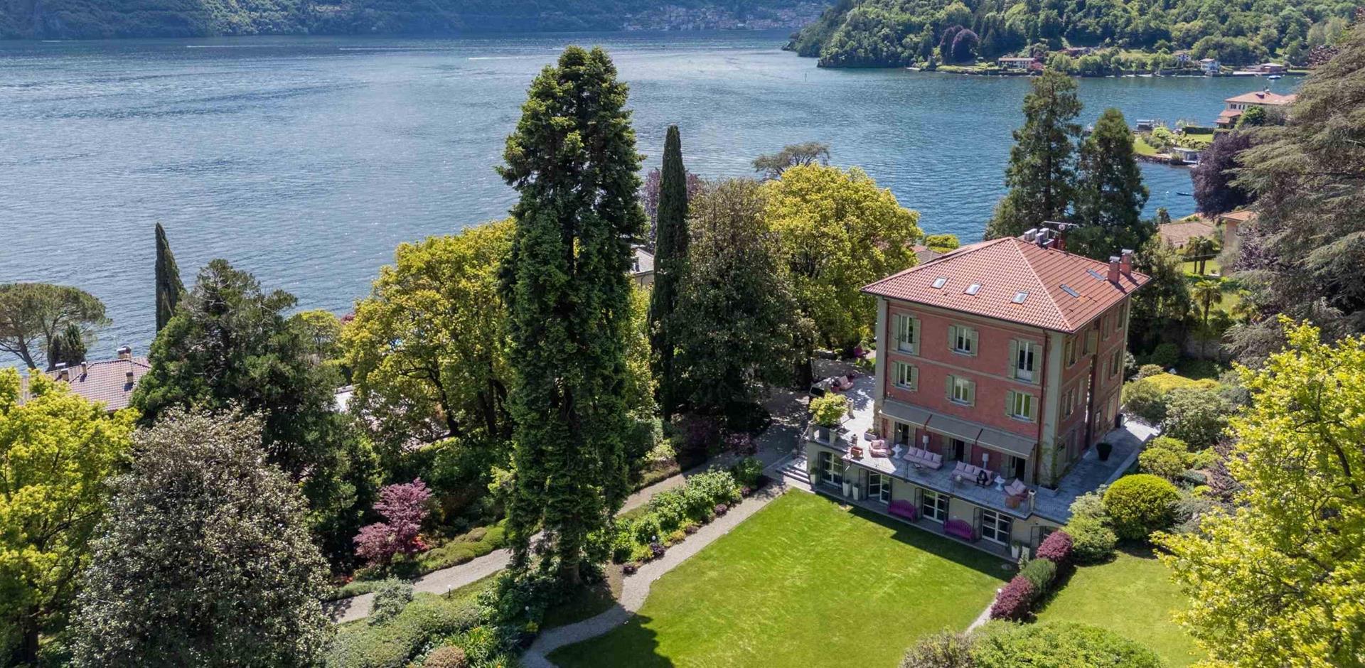 Aerial view, Villa Regina, Lake Como, Italy